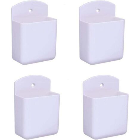 Set mit 4 weißen Fernbedienungshaltern, Wandhalterung für Fernbedienungen, Multimedia-Aufbewahrungsbox für Homeoffice oder Schlafzimmer