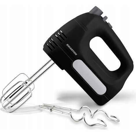 Batidora de mano pequeña Smarton HM 300, 6 velocidades TURBO, 300 W, color negro.