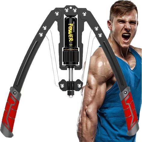 Musculation Avant Bras Barre Twister Réglable Power Twister 10-200kg Musculation Homme Pectoraux Biceps Alteres Musculation Femme Exercices du Haut du Corps, de la Poitrine, des épaules, Rouge