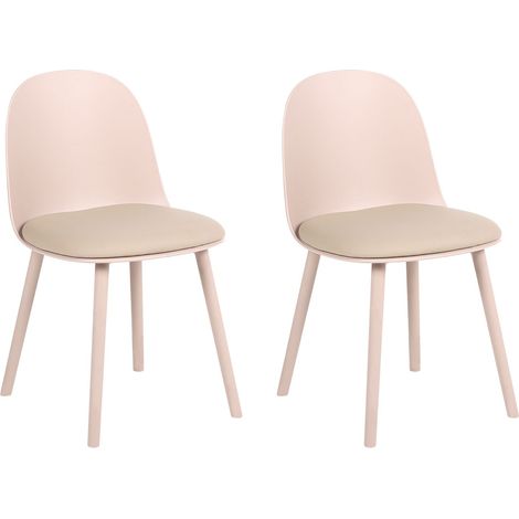 Set of 2 Dining Chairs Beige Faux Leather Upholstery Synthetic Frame Modern Style ANKENY (1/5)