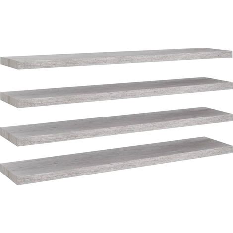 Étagères murales 4 pcs,Étagère flottante gris béton 120x23,5x3,8cm MDF CFW64845 (1/5)
