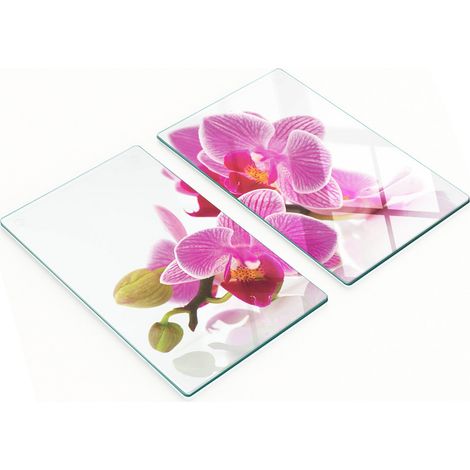 Tablas de cortar de cristal para cocina con estampado de orqu铆deas, 2 x 30 x 52 cm.