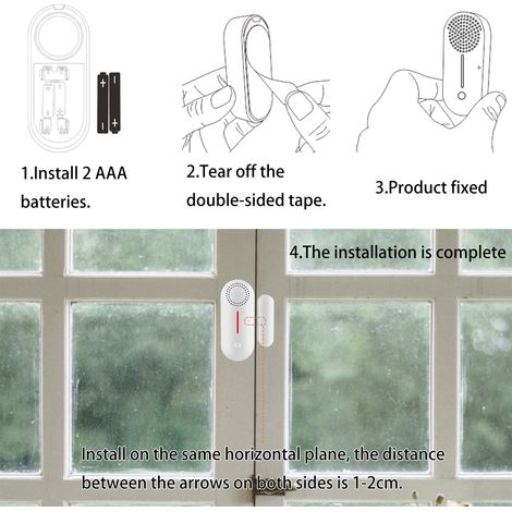 GARRYFIZH ‌Alarme Porte Fenêtre Sécurité Maison Sans Fil‌ - Capteur Magnétique Antivol avec Son et Lumière, Contrôle Vocal WiFi Intelligent pour APP Tuya, Installation Facile