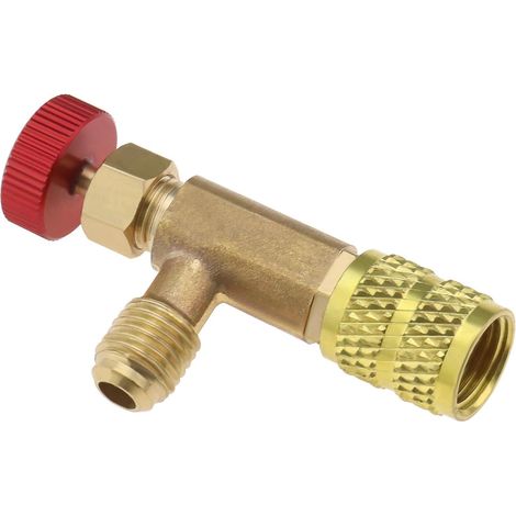 1 - Vanne De Charge - Soupape De Sécurité - Adaptateur Fileté 1/4" Mâle Vers 5/16" Femelle - Pour Réfrigérant R22 Et R410a - En Laiton Résistant - Pour Maintenance Climatisation (1/5)