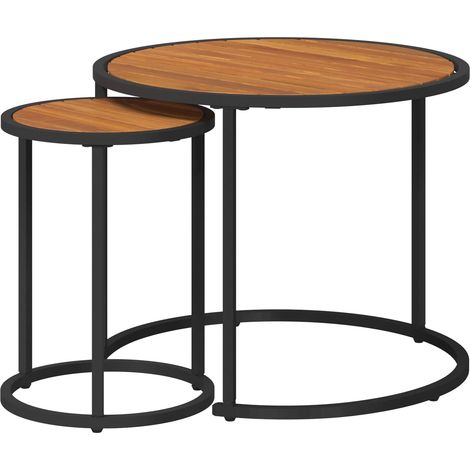 Juego de Mesas de Centro 2 pcs Natural y negro 55 x 55 x 45 cm vidaXL