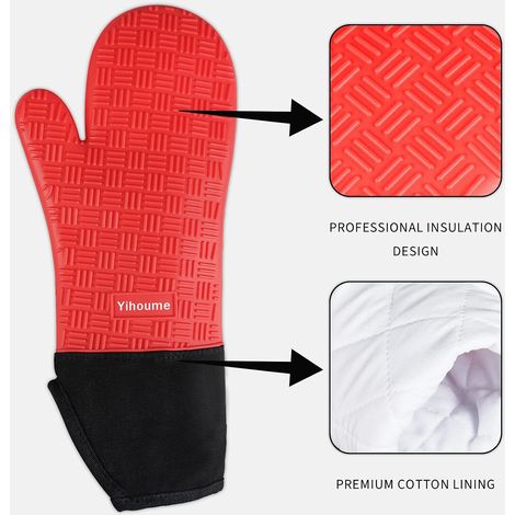 LAN Gants de four professionnels en silicone extra longs résistants à la chaleur avec mini gants de four pour la cuisson (1/4)