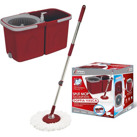 MAURY'S SPLIT MOP CON DOPPIO SECCHIO STRIZZA E SCIACQUA IN COLORE ASSORTITO