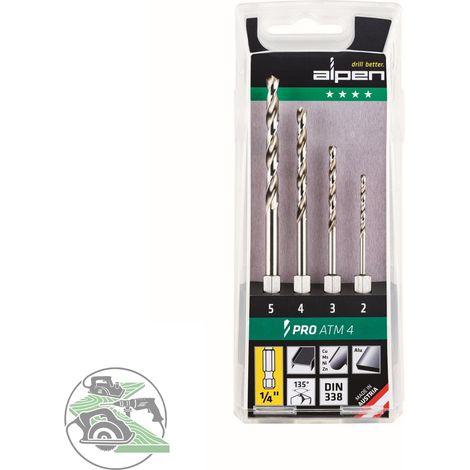 Alpen 0000110804100 ATM HSS Metall-Spiralbohrer-Set 4teilig 2 mm, 3 mm, 4 mm, 5 mm 1/4" (6.3 mm) (1/2)