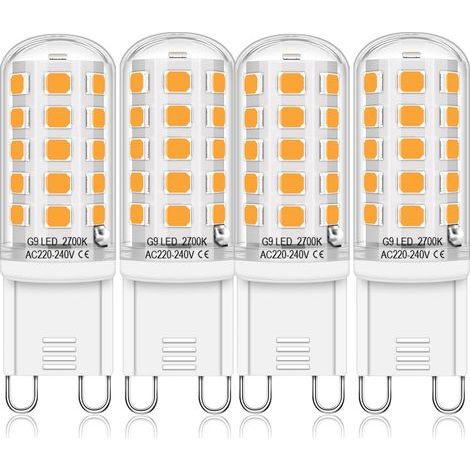 4 Ampoules LED G9,Blanc chaud 2700K,4W Équivalent 30W-40W,Base céramique,Salon chambre (1/5)