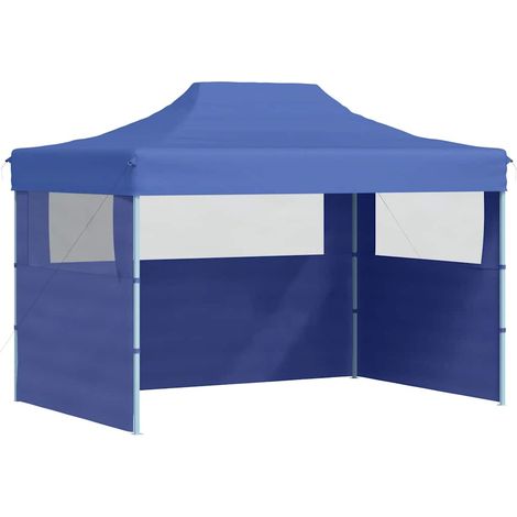 Tente de réception pliable avec 3 parois 3x4 m Acier Bleu (1/5)