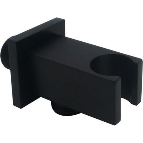 Support coudé carré noir pour douchette, sortie murale en laiton avec raccord G 1/2 pouce, accessoire de salle de bain moderne (1/5)