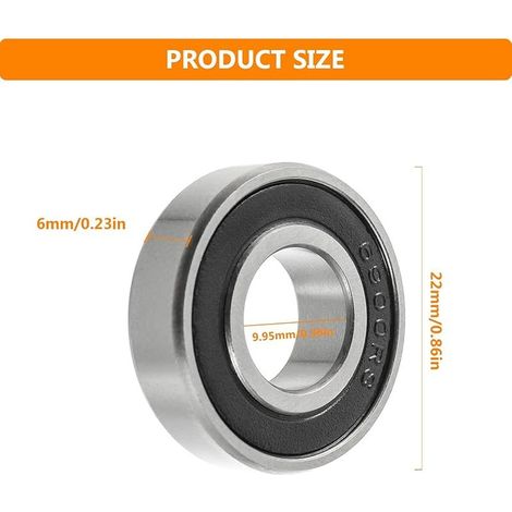 6900 2RS Roulement a Bille, Fabriqué en Acier à Roulements 10 mm x 22 mm x 6 mm, Roulements à Billes à Gorge Profonde Doublement Blindés(10 Pcs) (1/4)