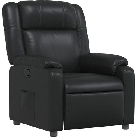 Chaise longue en cuir synthétique noir – Canapé relax moderne avec dossier réglable, idéal pour salon, chambre ou espace détente (1/5)