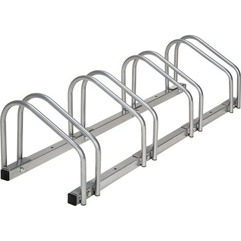 Système support range porte vélo râtelier inclinable 4 vélos garage pratique au sol ou mural acier (1/5)