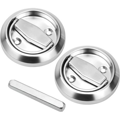pair of stainless steel recessed door handles - Round cabinet door handle - Handles for cabinet doors (1/5)