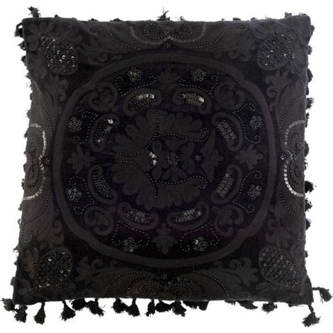 Coussin Déco "Marocain" 45x45cm Noir (1/2)