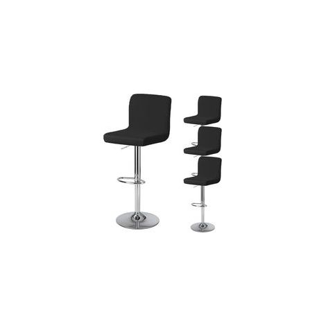 Housse de Tabouret de Bar avec Dossier Housse de Chaise de Salle à Manger Pivotante Couverture de Chaise Haute de Bar Extensible 4 Pièces Noir (1/5)