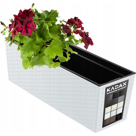 KADAX Pot de Fleurs Balcon + Insert 19x56cm Blanc (1/5)