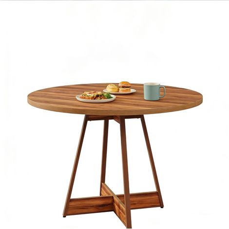Mesa redonda de cocina y comedor de MDF marrón, 100 cm, para 2-4 personas (1/5)