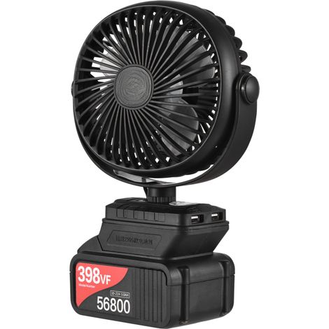 Mini ventilador eléctrico portátil de litio, ideal para acampar y actividades al aire libre. Bajo nivel de ruido, rotación de 360°, ángulo ajustable, luz LED, recargable, 2 velocidades.