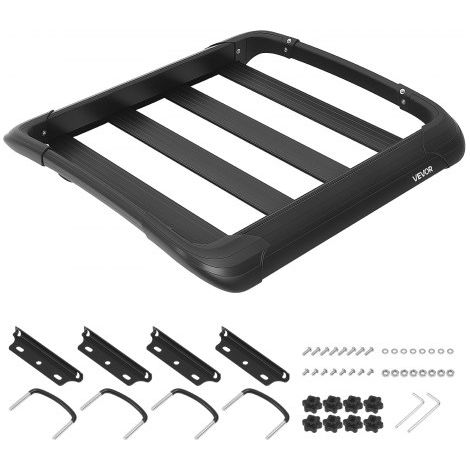 Cesta de Techo para Coche 96,5 x 96,5 x 14,2 cm, Portaequipajes para Techo Carga de 68,04 kg, Portaequipajes de Coche Compatible con Barras Transversales de hasta 9 x 5 cm, para SUV, Camioneta (1/5)