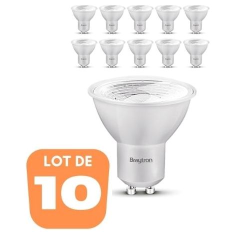 Lot de 10 ampoules LED GU10 5W (Eq. 40W) 4200K 38° (1/5)