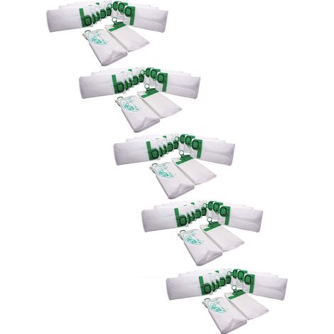 vhbw 50x sacchetto compatibile con Vorwerk folletto VK140, VK150, VK 140, VK 150 aspirapolvere - in microfibra, 26cm x 14cm, bianco / verde