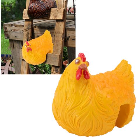Poule Résine Naturelle pour Jardin - Décoration d'Extérieur Créative