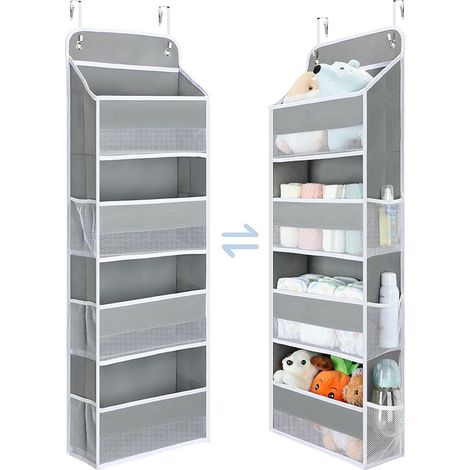 Estante colgante para puerta con 4 compartimentos, 1 paquete de organizador de almacenamiento para puerta, organizador de juguetes para habitación de niños, almacenamiento colgante en la parte trasera (1/5)