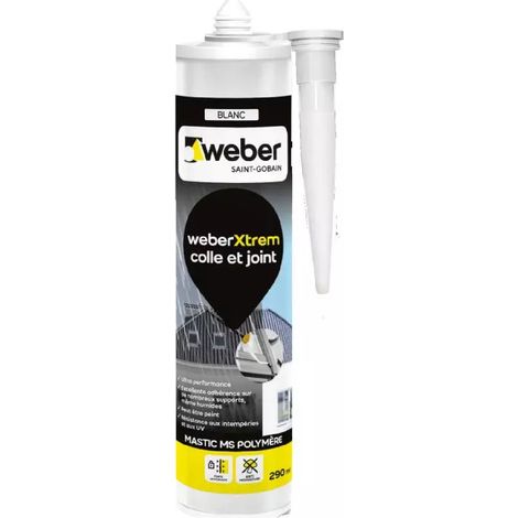 Weber Saint-Gobain Mastic , Silicone, Hybride Multi Usages Hautes Performances Blanc - Étanchéité et Collage pour la Construction et le Métal, Résitant aux intempéries et aux UV, Forte adhérence, 290M (1/7)