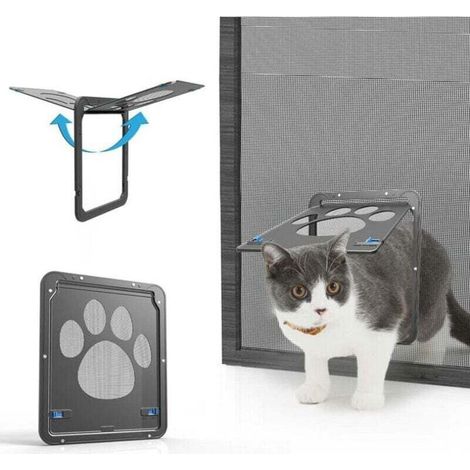 Cat Door with Mosquito Net for Dogs Cat Door Easy to Install Lockable Pet Door (29cm x 24cm) MUMU (1/4)
