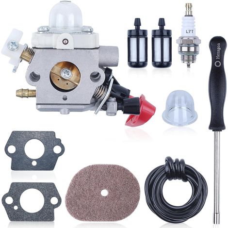 Vergaser-Reparatursatz für STIHL FS56, FS70 und KM56 Serie, bestehend aus Vergaser, Luftfilter, Kraftstofffilter, Kraftstoffschlauch und Zündkerze – Ersatzteile für Freischneider