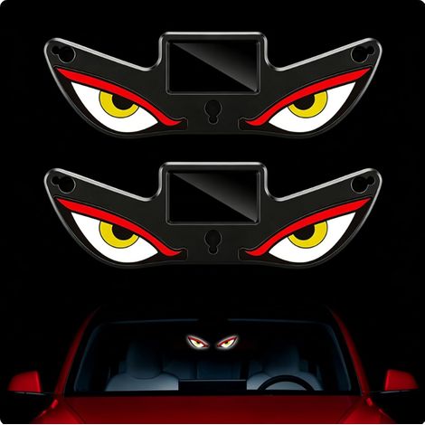 Yeux de Voiture LED Yeux pour voiture lampe LED solaire dynamique Yeux de démon pour pare-brise, modes clignotant et respiration activés, lampe œil (1/5)