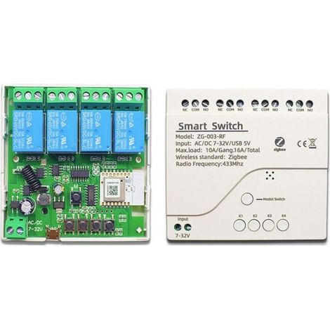 Interrupteur intelligent Tuya Zigbee AC/DC7-32 V 4 canaux avec boîtier Ding Rail (1/4)