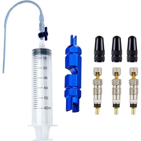 60ML Vélo Tubeless Pneu Liquide Injection Outil Ensemble Pneu Tubeless Scellant Injecteur Seringue Tuyau En Caoutchouc Kit pour Outil De Réparation De Vélo (1/4)