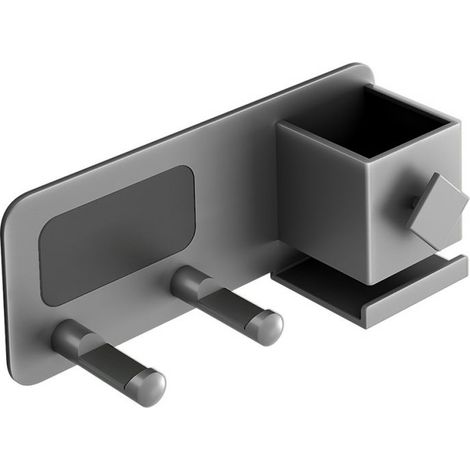 (Grigio) Supporto da parete per asciugacapelli da bagno senza foro, semplice ripiano portaoggetti (1/4)