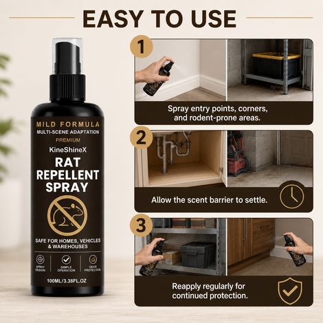 KineShineX Mouse Repellent Spray for Home, Garage, and Warehouse Use Fresh Plant-Based Repellent (1/4)