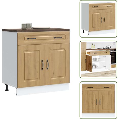 Armoire de cuisine Kalmar chêne artisanal bois d'ingénierie - Armoire De Cuisine - Armoires De Cuisine - Meuble Bas D'évier - Meuble Bas D'évier De Cuisine