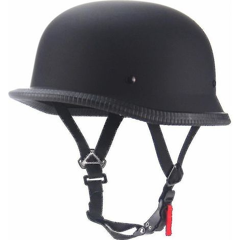Deutscher Vintage-Halbjet-Cruiser-Motorradhelm – Größe M – Mattschwarz