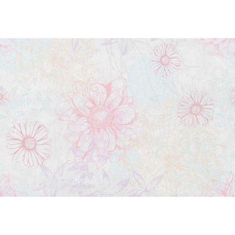 Papier peint panoramique original pour chambre Tapisserie panoramique blanche motif floral Papiers peints panoramique fleuri pour salon (1/3)