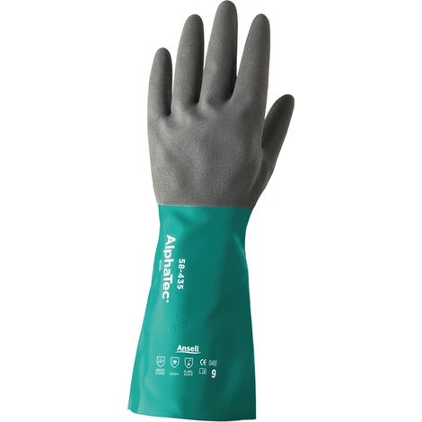 ANSELL 58435090 Chemikalienhandschuhe AlphaTec 58-435 Größe 9 meeresgrün/anthraz (1/2)