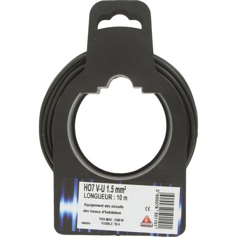 Cable eléctrico H07 V-u 1,5 mm² 10 Negro