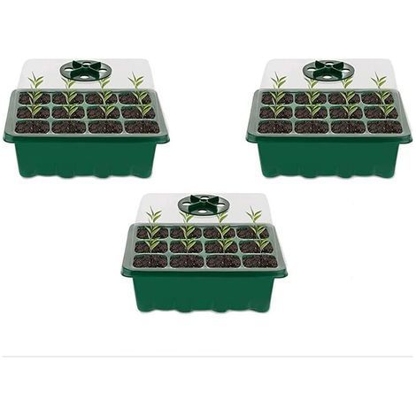 Mini Serre pour Plantes,3 Pièces 36 Cellules Intérieure Plateau Semis,Plateaux de Culture avec Couvercle, Bac à semis Pépinière Boîte de Culture Durables pour La Germination des Graines (1/5)