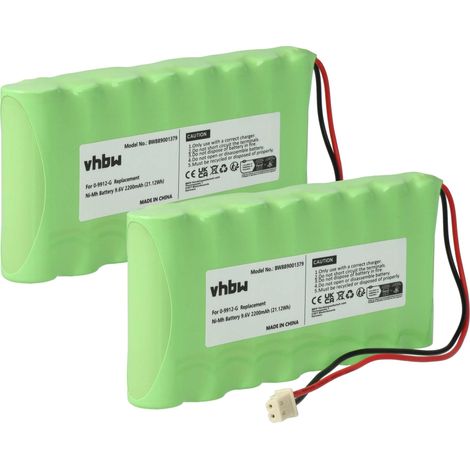 vhbw 2x batería compatible con Visonic PowerMaxComplete, AmberLink, Powermax Pro, Amber Select sistema de alarma (2200 mAh, 9,6 V, NiMH)