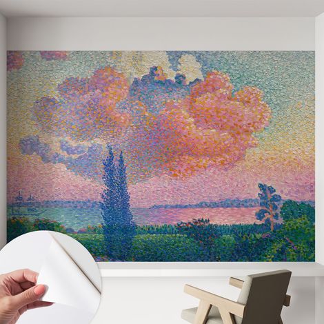 Papier peint autocollant décoratif à motifs pour salon chambre et bureau Tapete adhésif pour décoration Paysage coloré 152x104 cm (1/5)