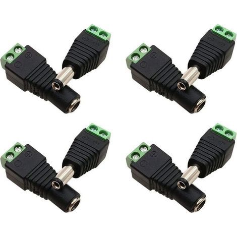 Lot de 4 5.5 mm 2.1 mm DC Connecteur d'alimentation Mâle et Femelle de 12 V Adaptateurs Prise, DC Connecteur Mâle/Femelle, pour Caméra de Vidéosurveillance Système de Sécurité Lumière LED (1/5)