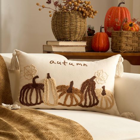 (50x30cm)Housses de Coussin Déco Automne, Citrouille Feuille d'érable Taies d'oreiller, Lin Taie d'oreiller Decoratif pour Canapé Salon Chambre Jardin (1/4)