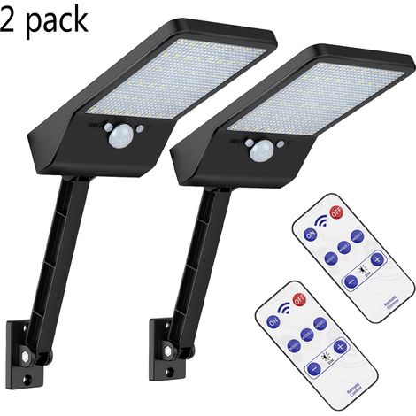 EASYCOMFORT 56 LED 550LM Lampes Solaires Extérieur Etanche IP65, Applique Murale Led Telecommande, Lampe de Sécurité Solaire Sans Fil pour Jardin, Garage, Cour, Escalier, Patio (1/5)