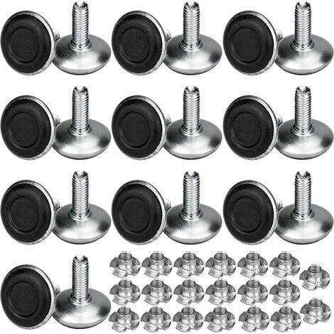Lot de 20 pieds de meuble réglables en métal M8 x 20 mm, pieds de nivellement pour table avec écrous fraisés (1/4)