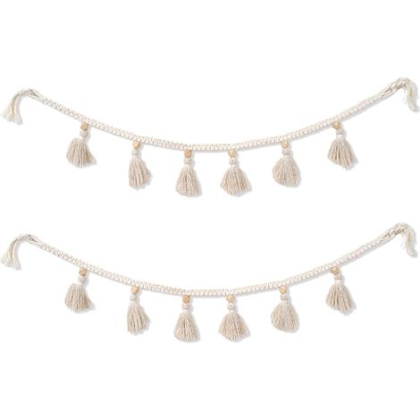 Glands Guirlande Bannière 2 Pièce tapisseries murales Macramé Guirlandes de Pompons Macramé Tissé Tenture Décoration Murale pour Maison pour Appartement Chambre Salon Galerie (1/5)